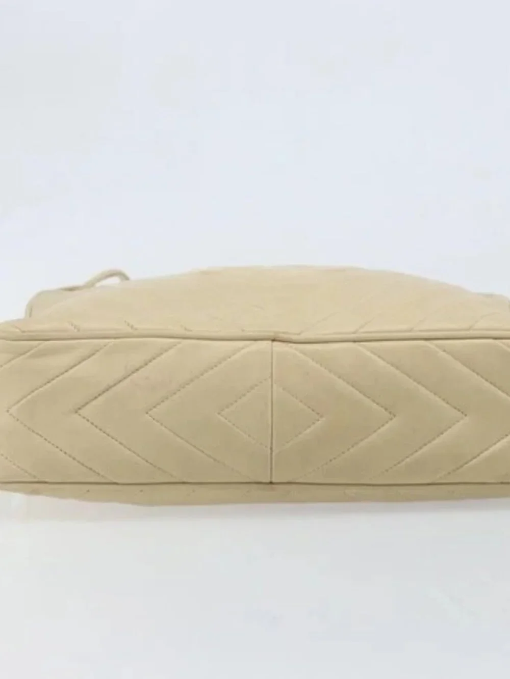 CHANEL Shoulder Bag Lamb Skin Beige Gold CC Auth BA11562A